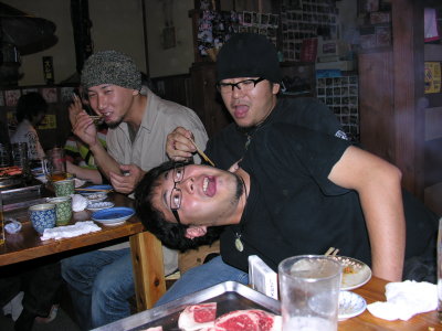 Mizu and Yoshio clowning....