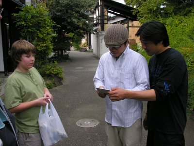Brendon helps them learn English.  Actually, Yoshio spoke VERY well, lived in Oregon for 8 years.  Aki does OK also.
