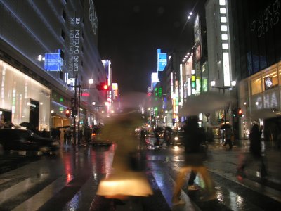 We drove through 'new Tokyo' that night, lots of people out with their umbrellas.