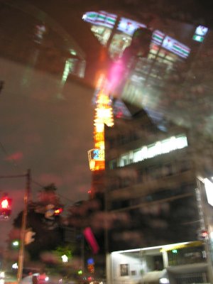 A driving shot of the lit up Tokyo Tower which we would visit on Monday.