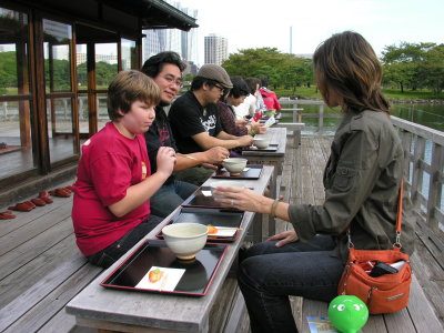 We enjoyed some authentic green tea and bean paste pastry at a quaint tea house, complinents of Ono.