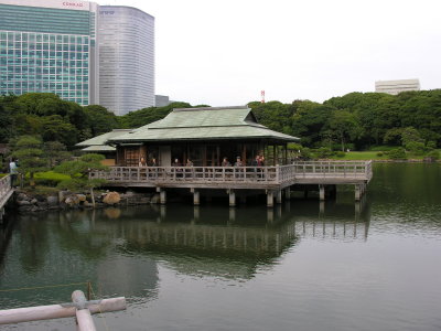 The tea house from a the walk way over the water.