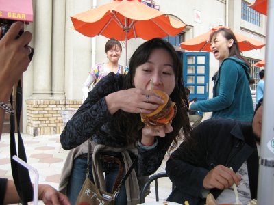 No way Emiko's mouth is big enough. I decided to try a burger with my clam chowder also.Tasted different, but came with egg,yum!