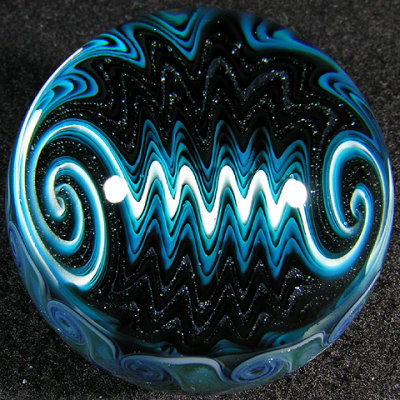 Josh used the awesome new sparkly steel wool (between the black) to create this seismograph marble.  WOW!