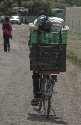 carrying supplies on old bike