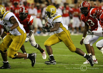 Tech B-back Dwyer breaks into the open downfield