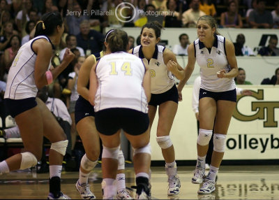 Yellow Jackets celebrate a point