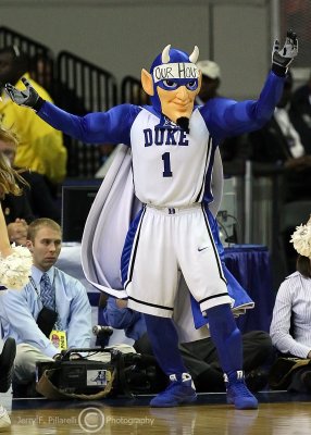 Duke Blue Devils Mascot during a timeout