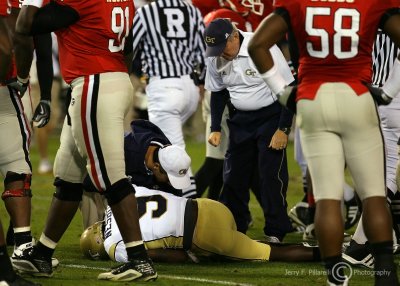 Tech QB Nesbitt is tended to after he is injured in the first quarter