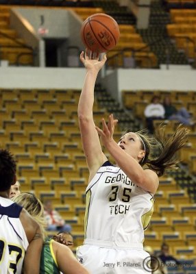 Georgia Tech F Brigitte Ardossi shoots a short jumper from in the lane