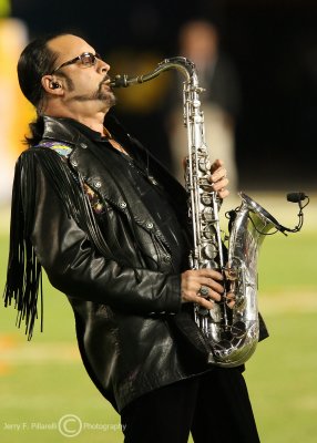 Bob Seger band member Alto Reed plays God Bless America prior to the 2010 Orange Bowl
