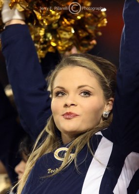 Georgia Tech Yellow Jackets Twirler shows support from the stands