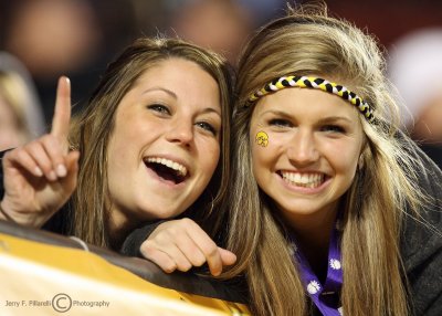 Iowa Hawkeyes fans enjoy the game and the halftime at the 2010 Orange Bowl