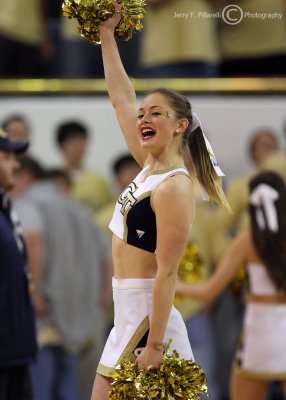 Yellow Jackets Cheerleader during a break in the action