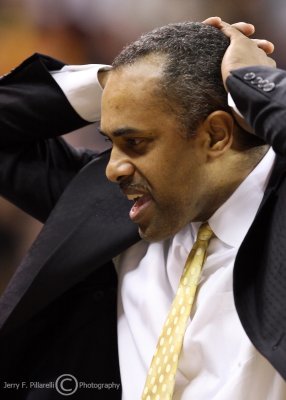 Georgia Tech Yellow Jackets Head Coach Paul Hewitt reacts to a foul call near the end of the game