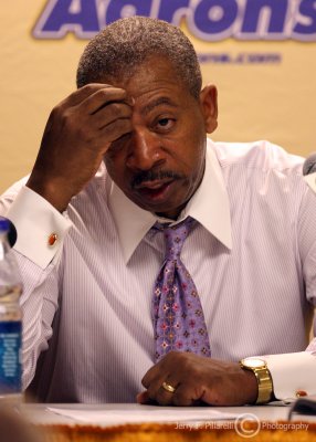 Clemson Tigers Head Coach Oliver Purnell talks with the media after the loss to Georgia Tech