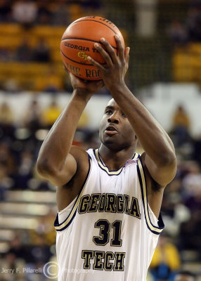 Georgia Tech F Lawal shoots a free throw