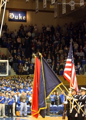 Presenting the colors at Cameron Indoor Stadium, Duke University