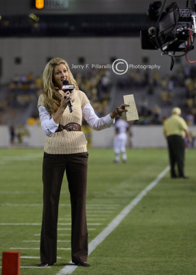 Erin Andrews of ESPN reports during the pre-game show