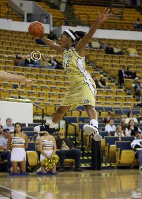 Georgia Tech F Montgomery leaps to deflect an inbounds pass