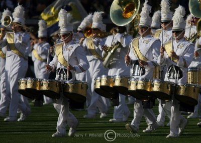 The Yellow Jackets Band takes the field