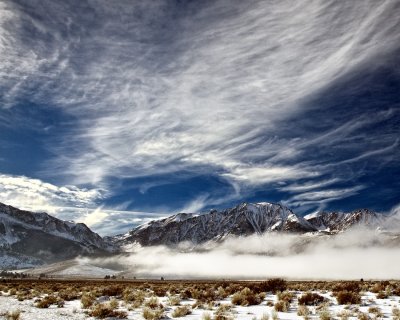 East Side of Sierra Nevada with Clouds and Fog