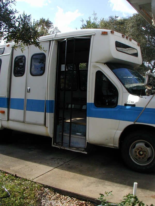 Another three weeks im here . . .the bus doors stripped down to just frame work