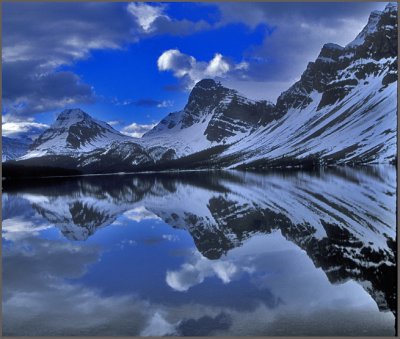 Bow lake and Canadian Rockies, Jasper National Park, Alberta, Canada