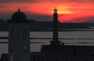 Margate Harbour Deep Red Sunset