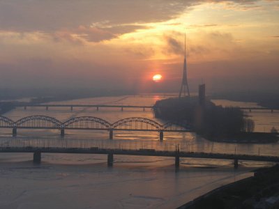 Dawn over Daugava river