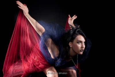 Red and blue tulle