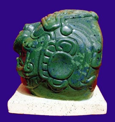Maya sun god Kinich Ahau-6Jade Head Scuplture