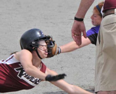 KellyL Tags Out Runner for 6-3-5 double play