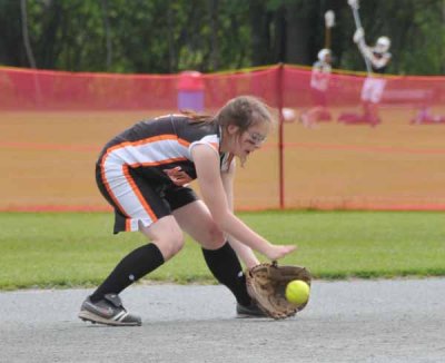 Jess Grabs A Warm Up Grounder