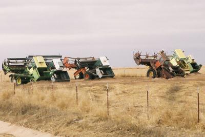 Combines at Ladehoff Farms