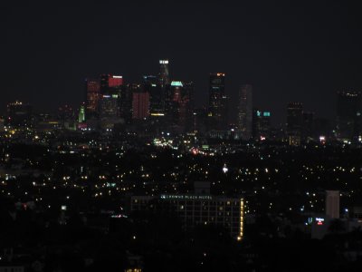 Nighttime view of downtown LA from our hotel in Century City   111409_0089.JPG
