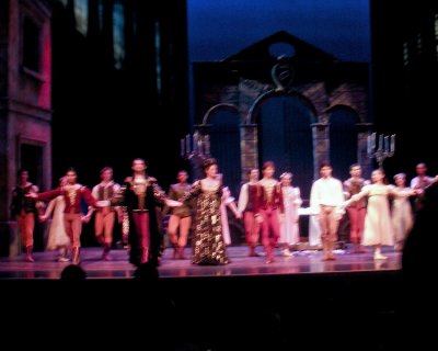 Curtain call for Romeo & Juliet with Daniel in back behind the Lord and Lady Capulet.