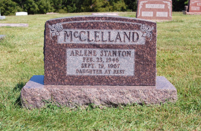 Erma Arlene Stanton was the youngest of ten children born to, Charles William Stanton and his wife, Anna Grace [TADLOCK] Stanton, on 23 February 1946. She married, David McClelland in 1963. We do not know whether or not she had children.