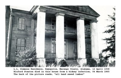 Bluford Stanton died here, from complications of a kidney infection. These next two pictures were donated for our use here by, Kay Linda [STANTON] Burnos, and Karen Sue [STANTON Stadler. They're the current owners of these old photographs. 