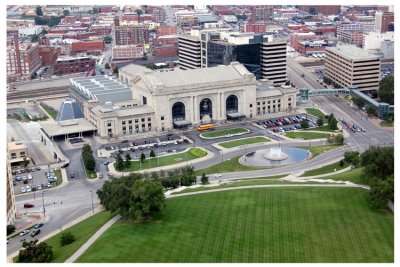 I took this shot of Union Station from atop the Liberty Memorial Monument tower.  