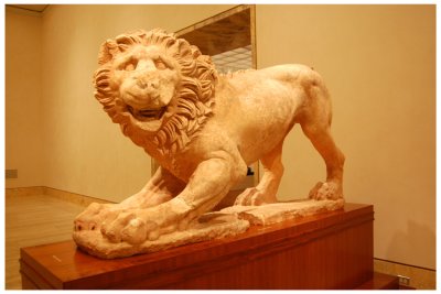 This was an interesting piece. The sign read it was a scupture made by folks who didn't have a clear idea of what a lion actually looked like. Therefore they gave it features of a horse and even humans, as well. 