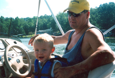 David Arthur Robinson, out on the lake with his grandson, Brent Dawyn Robinson. 