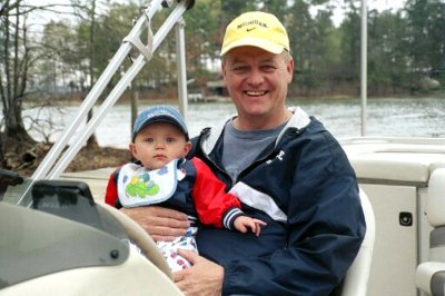 Trouble in the making. David Arthur Robinson poses with his grandson, Brent Dawyn Robinson. The two were out on the lake together, Cruisin for chicks. 