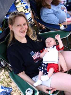 Shown above we see Amy Lynn [Robinson] Piar, & her brand new son, JD Evan Piar, taken in Marquette Michigan 4th of July, 2005. He was just six weeks old. 