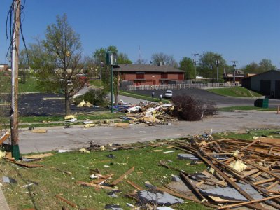 Debris from the pawn shop was strewn for 500 feet in all directions. The very next morning after the storm, police were stationed all around to prevent looters from stealing things thrown about. Little worries however, as all of it was trash afterwards.