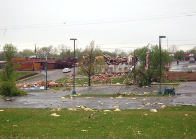 This was the rear of the Cash America Pawn Shop just after day break.