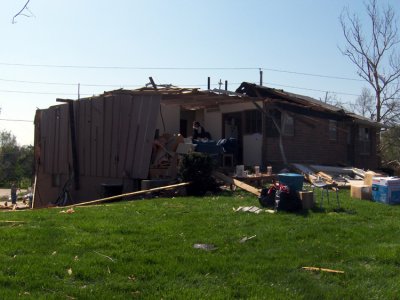 The foundation is well in tact. These folks too, made it downstairs before they were hit. Nobody in this mess even had a scratch on them.