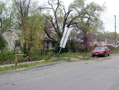 This guy couldn't even get into his own driveway because of all the debris.