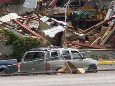 What's left of the truckj plaza after the tornado.