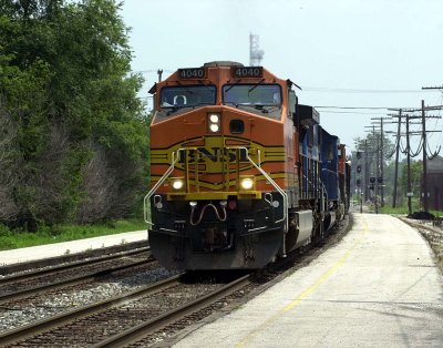 BNSF power on an eastbound at Fostoria OH.